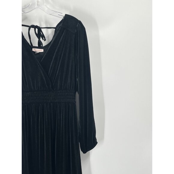 Knox Rose Black Velvet Long Sleeve Dress Witchycore Goth Sz Medium Maxi Boho - Picture 3 of 9